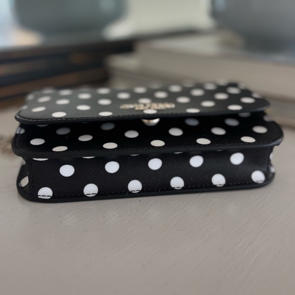 KATE SPADE Cheers Crossbody Bag - Black and White Polka Dot Leather Purse - Picture 12 of 15